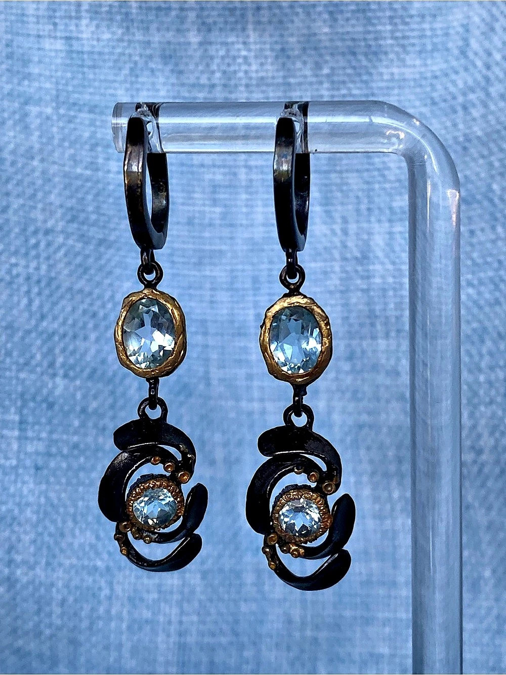 Black Rhodium Sterling & Blue Topaz Earrings